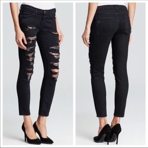 Current Elliott The Stiletto Black Tattered Jean Size 29